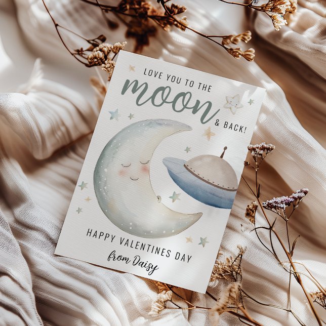 Invitation Vous Aimez À La Lune Et À L'Arrière | Saint valent (Créateur téléchargé)