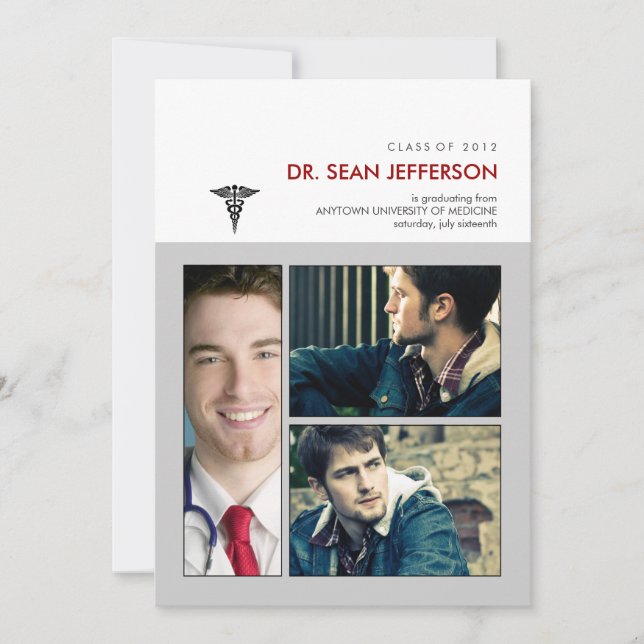 Invitation Vous avez été encadré Caduceus Médicale Graduation (Devant)