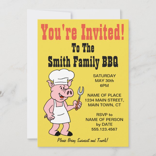 Invitation Vous êtes bande dessinée invitée de porc de BBQ de (Devant)