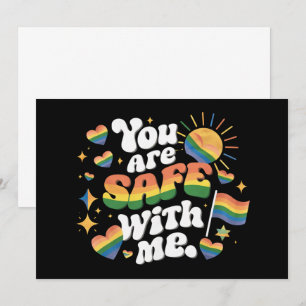 Invitation Vous êtes en sécurité avec moi LGBT Rainbow Gay