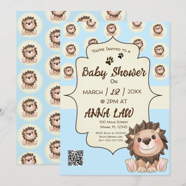 Invitation Vous êtes Grrreat Bébé Lion Mignon Garçon  (Devant / Derrière)