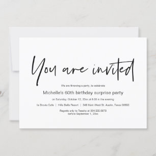 Invitation Vous êtes invité, Surprise Birthday Party