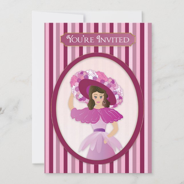 Invitation Vous êtes Invité, Vielle Dame de la mode et grand  (Devant)