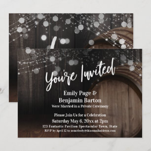 Invitation Vous êtes Invited Wood Barrel and Lights Reception