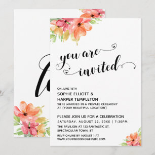 Invitation Vous êtes invités Hearts Script Boho Florals