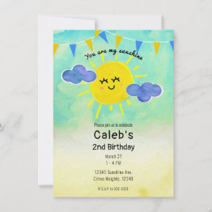 Invitation Vous êtes mon anniversaire jaune soleil et bleu
