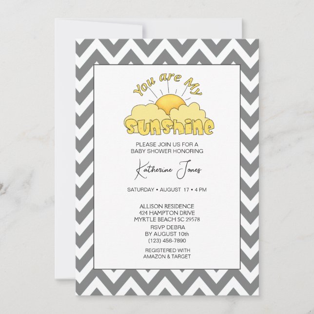 Invitation Vous Êtes Mon Baby shower Neutre Sunshine (Devant)