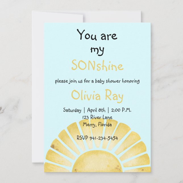 Invitation Vous êtes mon baby shower Sonshine (Devant)