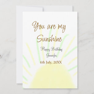 Invitation Vous êtes mon soleil jaune pastel anniversaire ajo