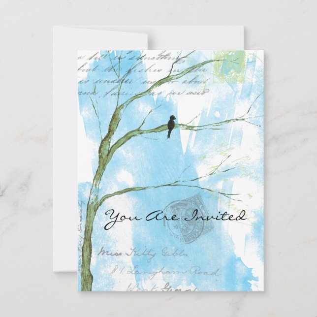 Invitation Vous êtes oiseau invité en collage d'abrégé sur (Devant)