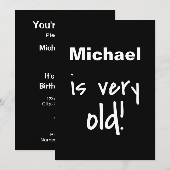 Invitation Vous êtes un vieux Noir 40e anniversaire Invitatio (Devant / Derrière)