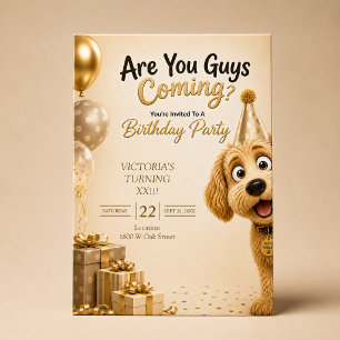 Invitation Vous Venez les Gars? Anniversaire de Chien Drôle