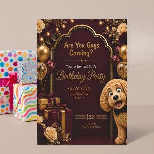 Invitation Vous Venez Les Gars? Anniversaire Drôle De Chien