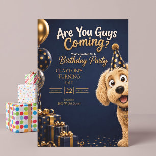 Invitation Vous Venez les Gars? Anniversaire Drôle de Chien B