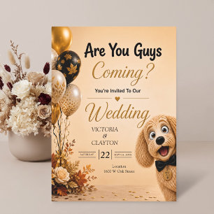 Invitation Vous Venez, Les Gars ? Chien Drôle Mariage D'autom