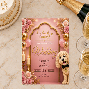 Invitation Vous Venez Les Gars? Chien Drôle Rose Gêné Mariage