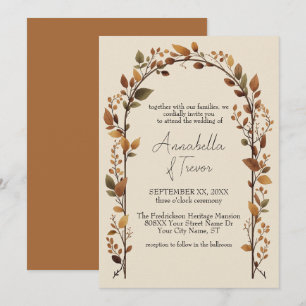 Invitation Voûte de feuilles d'automne Art de mariage de feui