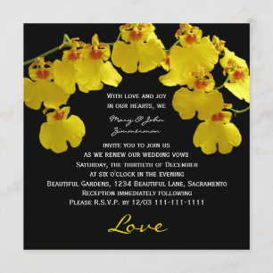 Invitation Vow Renewal Bright Yellow Orchidées on Black