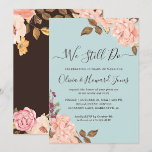 Invitation Vow Renewal On Fait Toujours Aqua Blue Blush Flora
