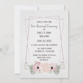 Invitation Vow Renewal Pink Anemone et Parties scintillant Fr