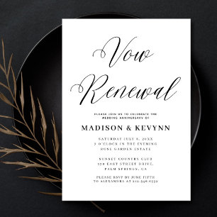 Invitation Vow Renewal Typographie simple en noir et blanc