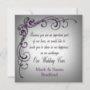 Invitation VOWS mariage EXCHANGE - Bordure gris violet
