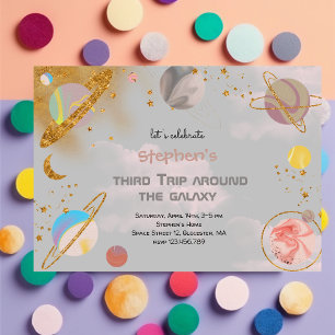 Invitation Voyage autour de la galaxie espace anniversaire In