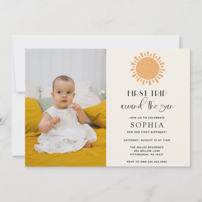 Invitation Voyage autour du soleil Photo Anniversaire Invitat (Devant)