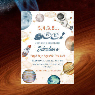 Invitation Voyage autour du soleil   Premier anniversaire de 