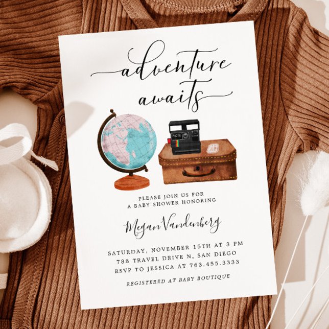 Invitation Voyage Baby shower Aventure Attend (Créateur téléchargé)
