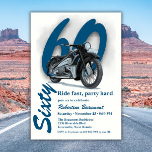 Invitation Voyage Classique Promenade en Moto Rapide 60e Anni