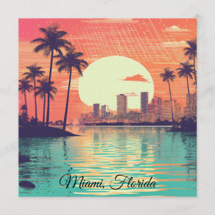 Invitation Voyage coloré vintage rétro Miami Floride