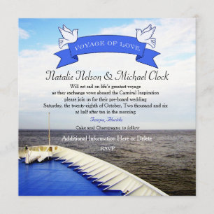 Invitation Voyage d'amour   Mariage bateau de croisière/desti