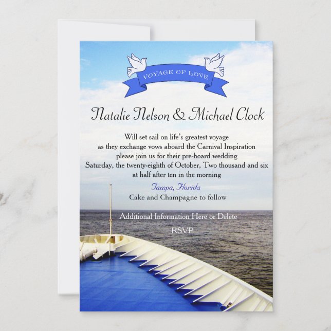 Invitation Voyage d'amour | Mariage de destination de bateau  (Devant)