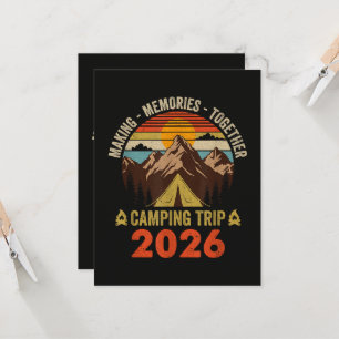 Invitation Voyage de camping familial au coucher du soleil ré
