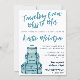 Invitation Voyage de Miss à Mrs. Bagage de mariage Blue