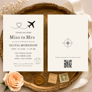 Invitation Voyage de Miss à Mrs Code QR Baby Shower