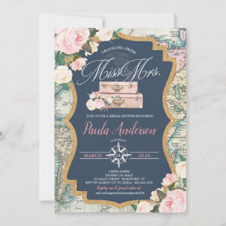 Invitation Voyage de MISS À MRS. Enterrement de vie de jeune 