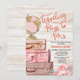Invitation Voyage de Miss à Mrs Enterrement de Vie de Jeune F