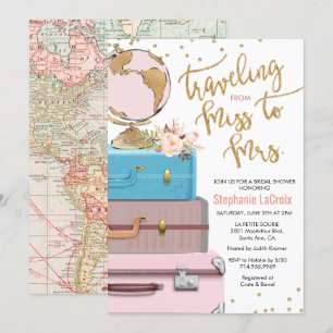 Invitation Voyage de Miss à Mrs Enterrement de Vie de Jeune F