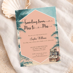 Invitation Voyage de Miss à Mrs shower tropical de mariage