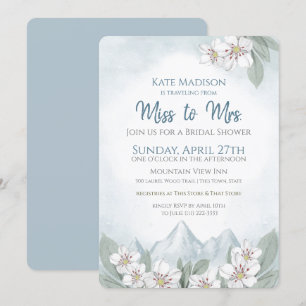 Invitation Voyage de Mlle à Mme Fête des mariées Mountain