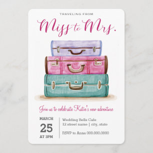 Invitation Voyage de Mlle à Mme Pink Fête des mariées