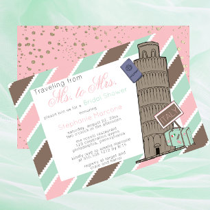 Invitation Voyage de Mme à Mme Italie Fête des mariées à thèm