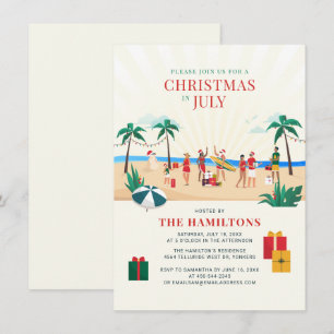 Invitation Voyage de plage en famille pour Noël en juillet