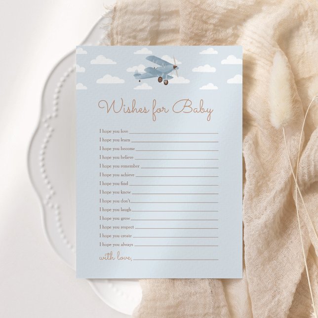 Invitation Voyager Baby shower d'avion des souhaits pour bébé (Créateur téléchargé)