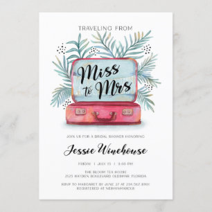 Invitation Voyager de miss à mme Fête de l'mariée