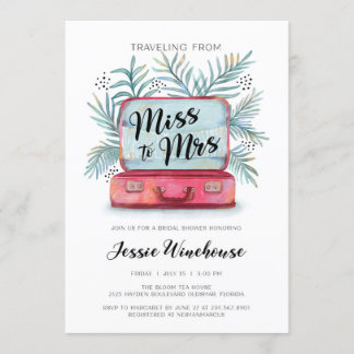 Invitation Voyager de miss à mme Fête de l'mariée