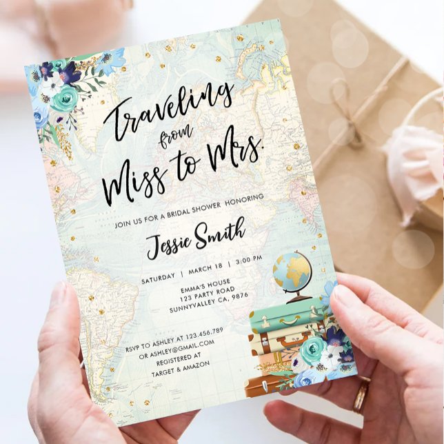 Invitation Voyager de Mlle à Mme Aventure Fête des mariées (Créateur téléchargé)