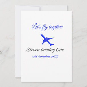 Invitation Voyons ensemble l'avion de premier anniversaire bl